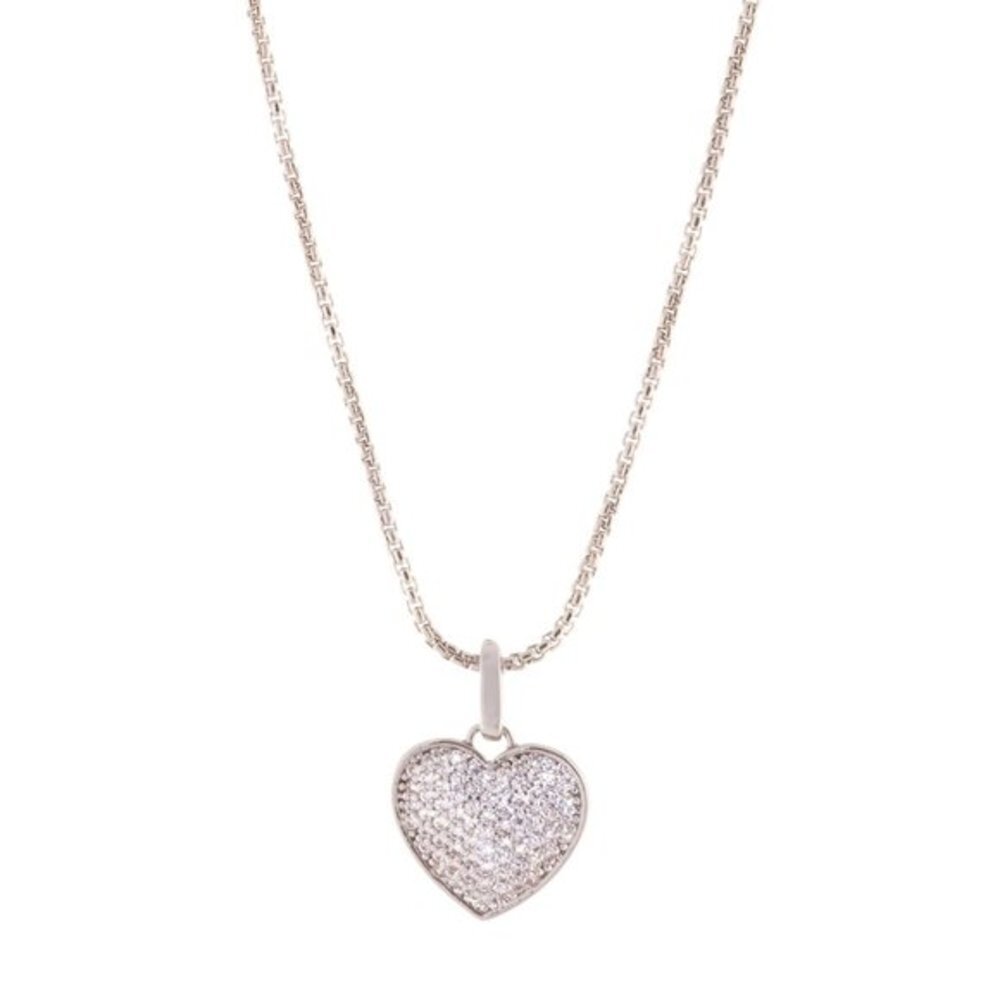 Silver Tone Heart Pendant Necklace
